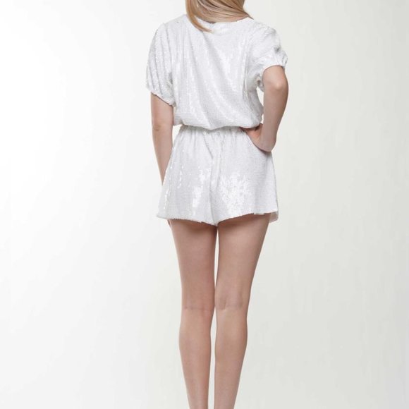 White Sequin Shorts. Perfect to pair with Bride to Be top - Picture 4 of 5